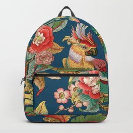 Antique French Chinoiserie in Blue Backpack | Photo, Bird, Antique, Chinoiserie, French, Chinese 