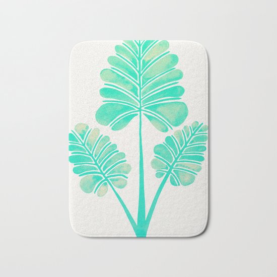 Tropical Palm Leaf Trifecta – Turquoise Palette Bath Mat