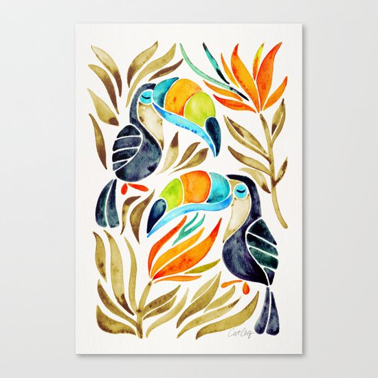 Tropical Toucans – Sepia Palette Canvas Print