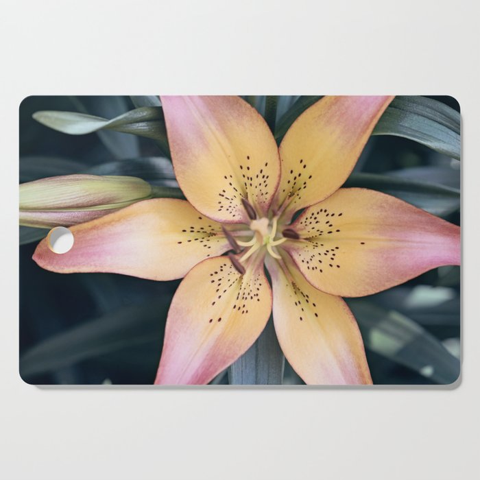 Lily Flower Photography Pink Peach Lilies Flowers Nature Botanical Photography Cutting Board By Carolyncochrane