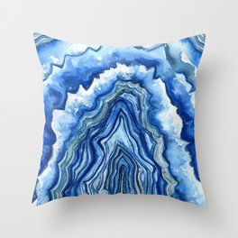 Blue Geode Throw Pillow