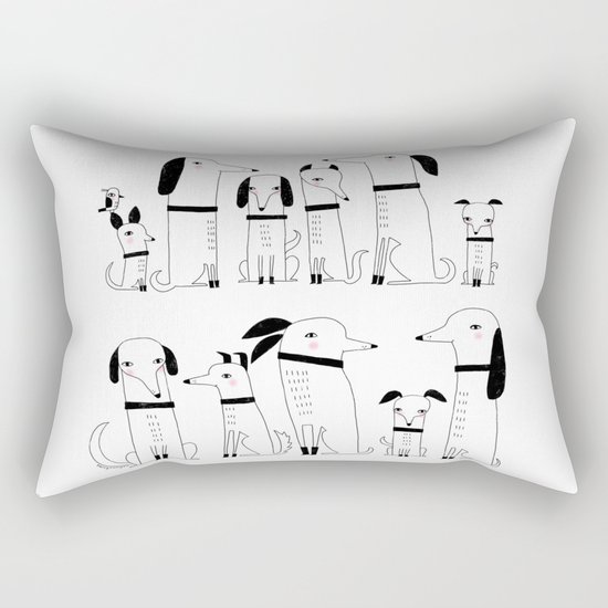 ELEVEN DOGS ONE BIRD Rectangular Pillow