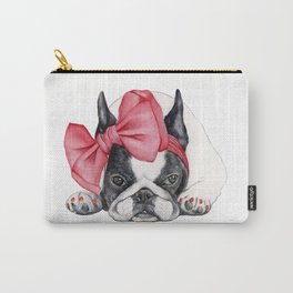 Stylish French Bulldog Red Bow Painted Nails Carry-All Pouch