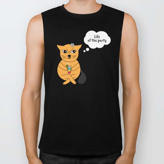 Beatrice. The cat that thinks... Party Biker Tank