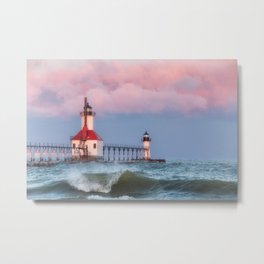 St. Joseph Michigan Lighthouse 01 Metal Print | Lakemichigan, Spring, Michigan, Waves, Photo, Digital, Color, Lighthouse 