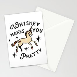 Whiskey Makes You Pretty: Funny Unicorn Design Stationery Card