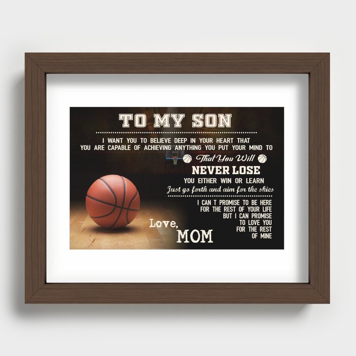 Baketball Family - To my son - Love mom Recessed Framed Print