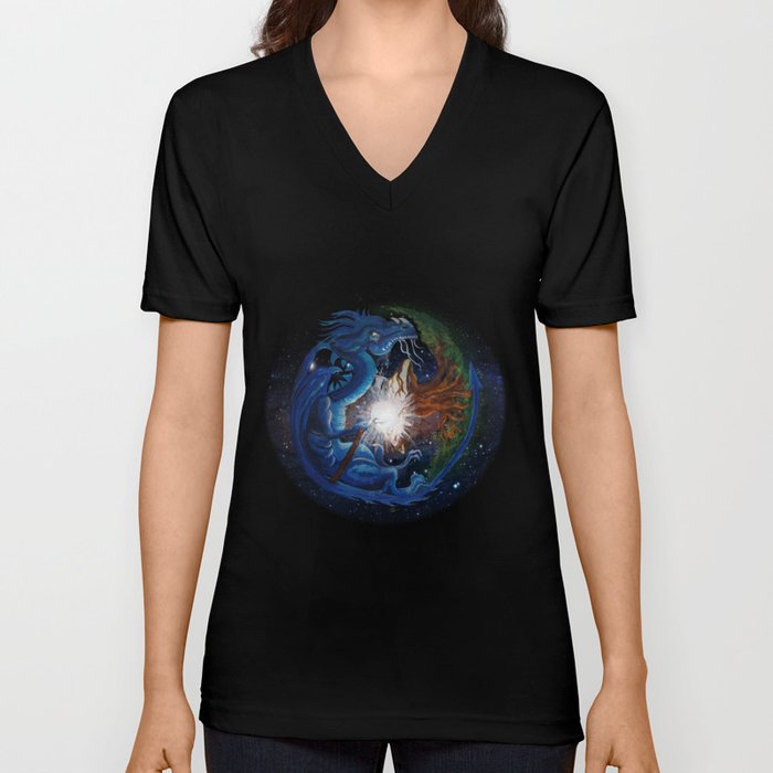 Dragon's Soul and the Tree of Life V Neck T Shirt