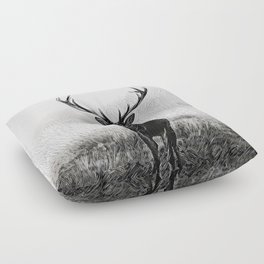 Horns Solo - Realistic Deer Drawing Floor Pillow
