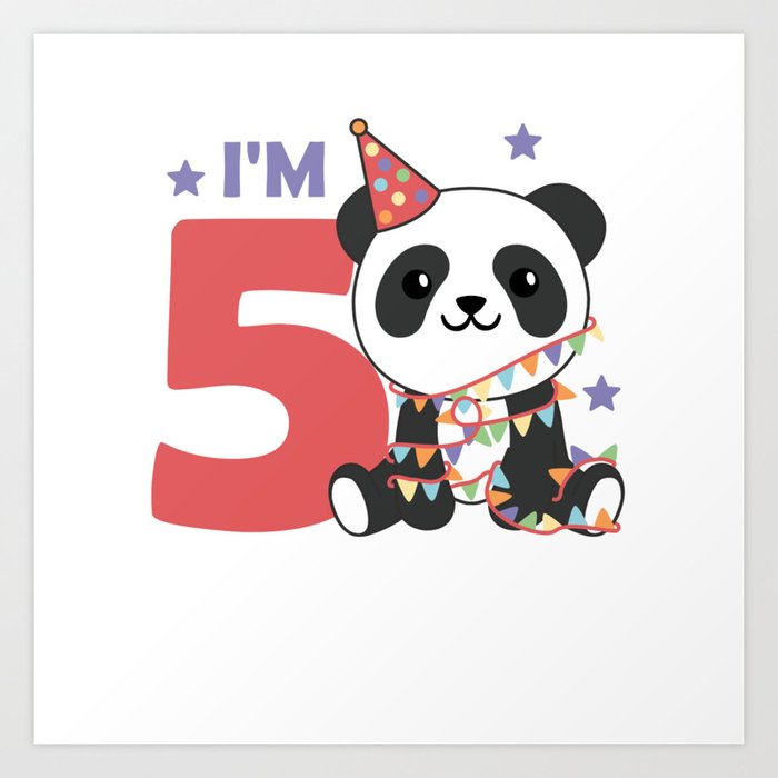 Fifth Birthday Panda For Kids 5 Years Art Print