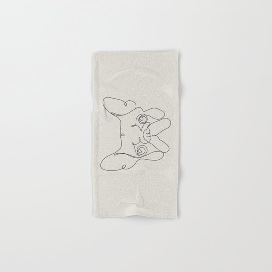 One Line French bulldog Hand & Bath Towel