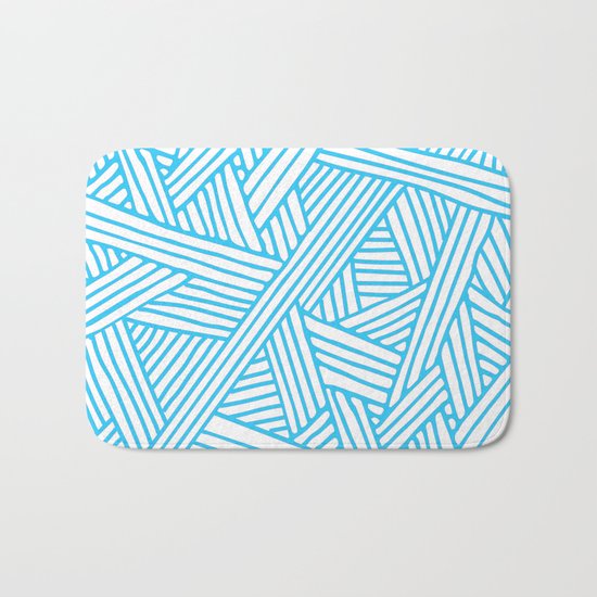 Abstract Teal & white Lines and Triangles Pattern-Mix and Match with Simplicity of Life Bath Mat