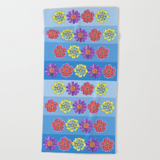 Stacks of Flowers Beach Towel