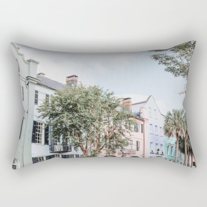 Rainbow Row No. 1 Colorful Charleston Photography Rectangular Pillow