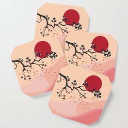 Cherry Blossoms Contemporary Abstract Coaster