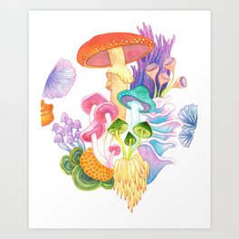 Magical mushrooms Art Print