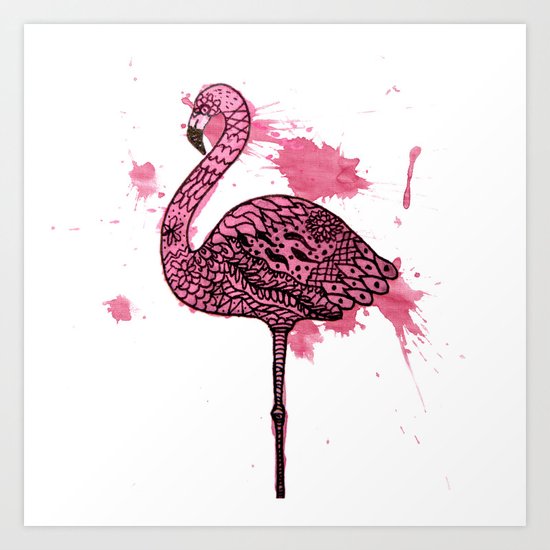 Flamingo Watercolor Print Art Print
