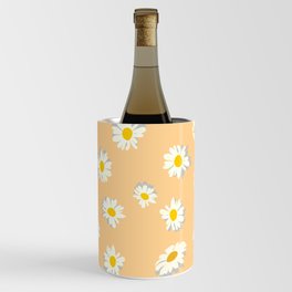 Daisy - Floral Art Pattern on Orange Wine Chiller