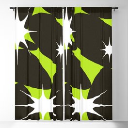 Neon Green retro 90s Trippy Bold Abstract Shapes Stars Blackout Curtain