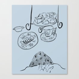 Tea Time, Blue Canvas Print