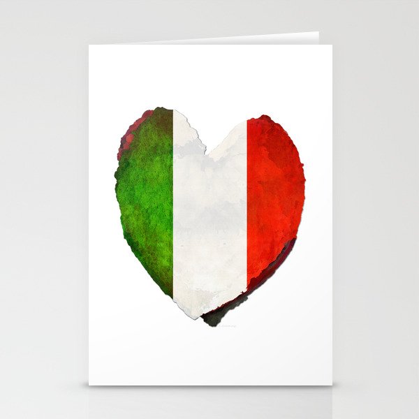 I Love Italy - Italian Flag Heart Art Green Red and White Stationery Cards