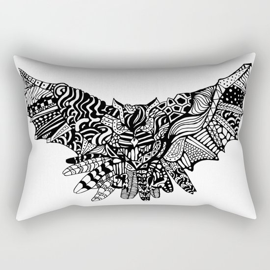 Dragon Owl (BW) Rectangular Pillow