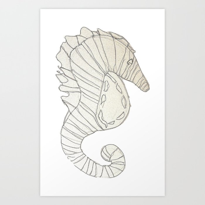 Seahorse Drawing Art Print By Jutz Society6