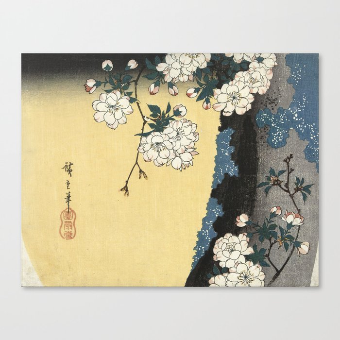 Utagawa Hiroshige - Mossy Trunk and Cherry Blossoms Canvas Print