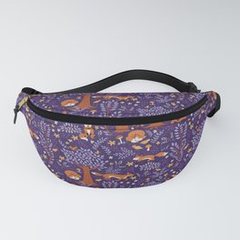 Foxes Playing in a Purple Forest Fanny Pack