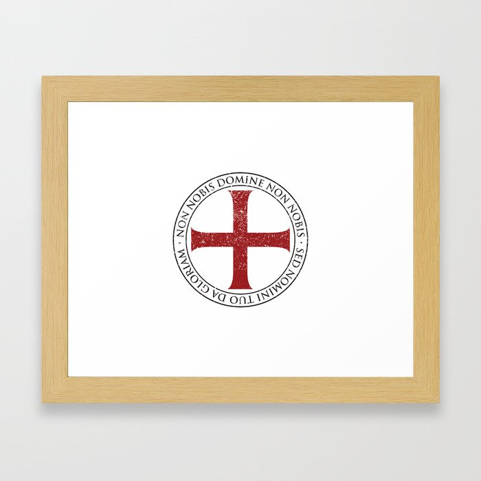 Templar Cross and Motto Framed Art Print