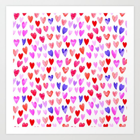 Watercolor Hearts pattern love gifts for valentines day i love you Art Print