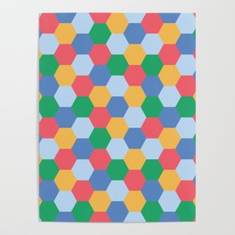 Colorful Hexagon polygon pattern. Digital Illustration background Poster