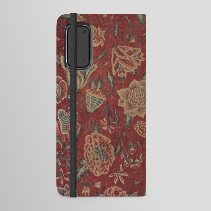 Antique Chintz Floral Design on Red  Android Wallet Case