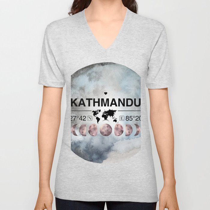 Kathmandu Nepal Watercolor Design with Latitude Longitude Map