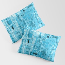Modern Abstract Digital Paint Strokes in Turquoise Blue Pillow Sham