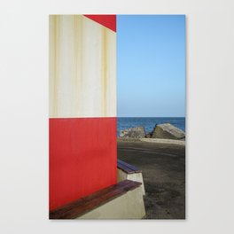 Abstract view of a light tower - blue and red - photography around the sea/ocean - travel and wanderlust Canvas Print