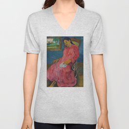 Paul Gauguin - Faaturama (Melancholic) 1891 V Neck T Shirt