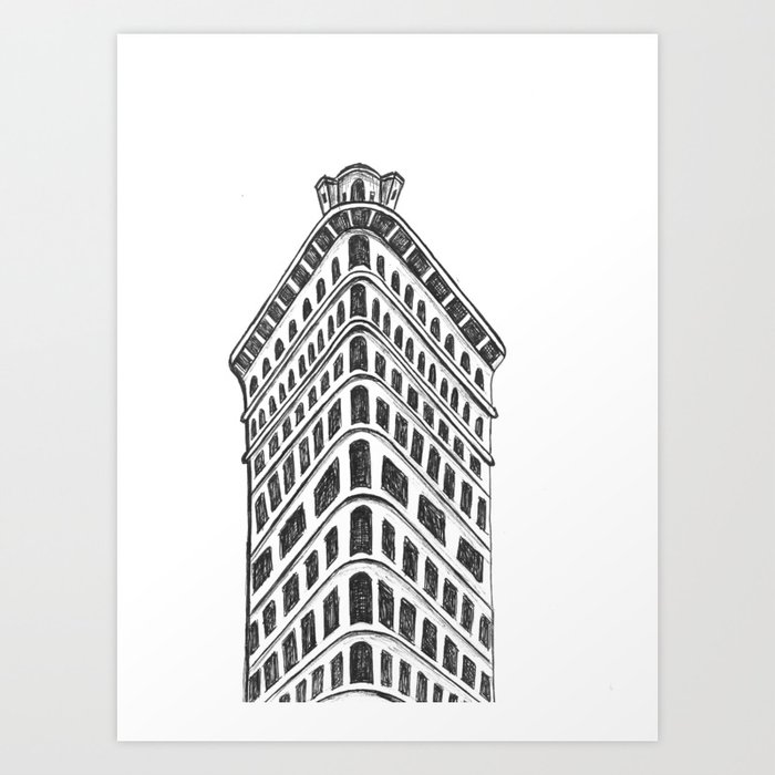 Flatiron Building Drawing Art Print By Pineapplestreetdesigns Society6