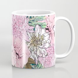 Cute Girly Blush Pink & White Floral Illustration Coffee Mug
