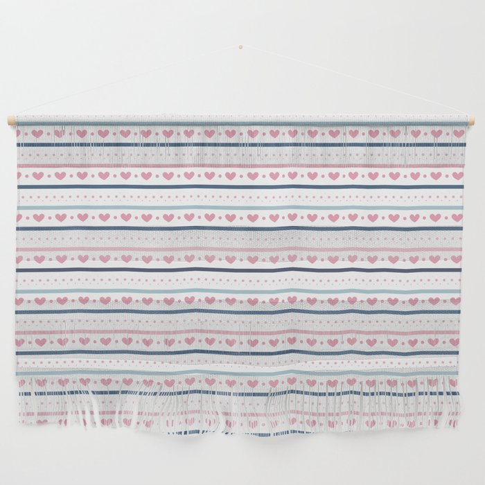 Pastel Lines with Hearts Wall Hanging