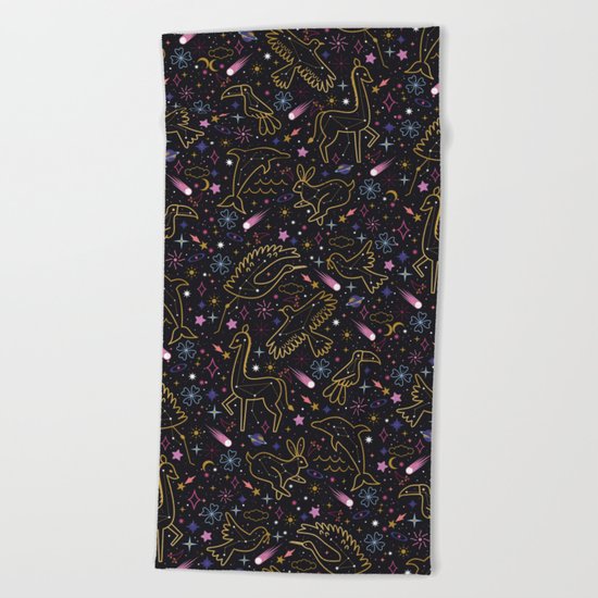 Animal Constellations Beach Towel