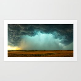 Open the Heavens - Panoramic Storm with Teal Hue in Northern Oklahoma Art Print