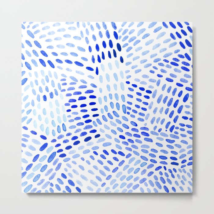 Watercolor dotted lines - blue Metal Print