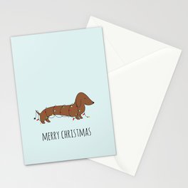SAUSAGE DOG CHRISTMAS TREE Stationery Card