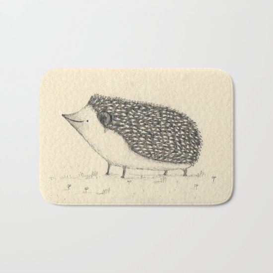 Monochrome Hedgehog Bath Mat