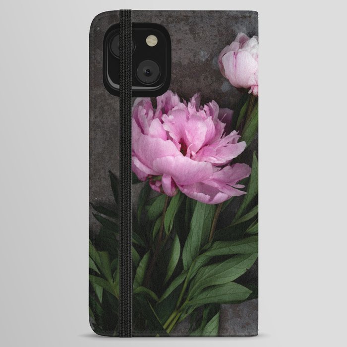 Pink Peony Flowers iPhone Wallet Case