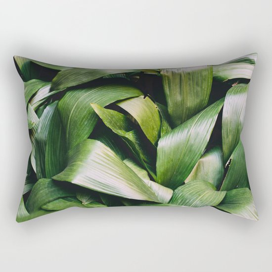 Green Leaves Closeup Pattern Rectangular Pillow