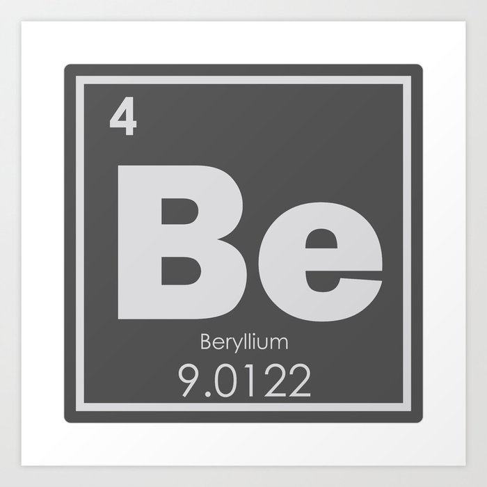 beryllium chemical element periodic table science symbol art print by tony tudor society6