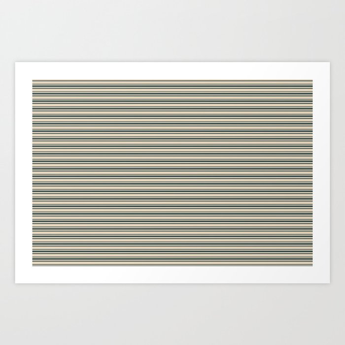Night Watch PPG1145-7 Horizontal Stripes Pattern 2 on Alpaca Wool Cream PPG14-19 Art Print