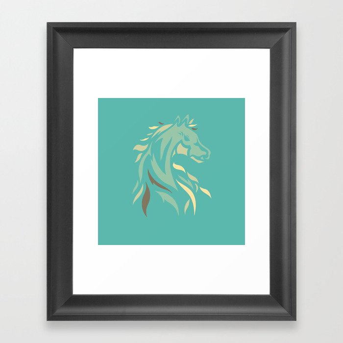 Horse Friend Tattoo - Color Illustration  -   Equestrian Amazing 00022 - decor design Framed Art Print